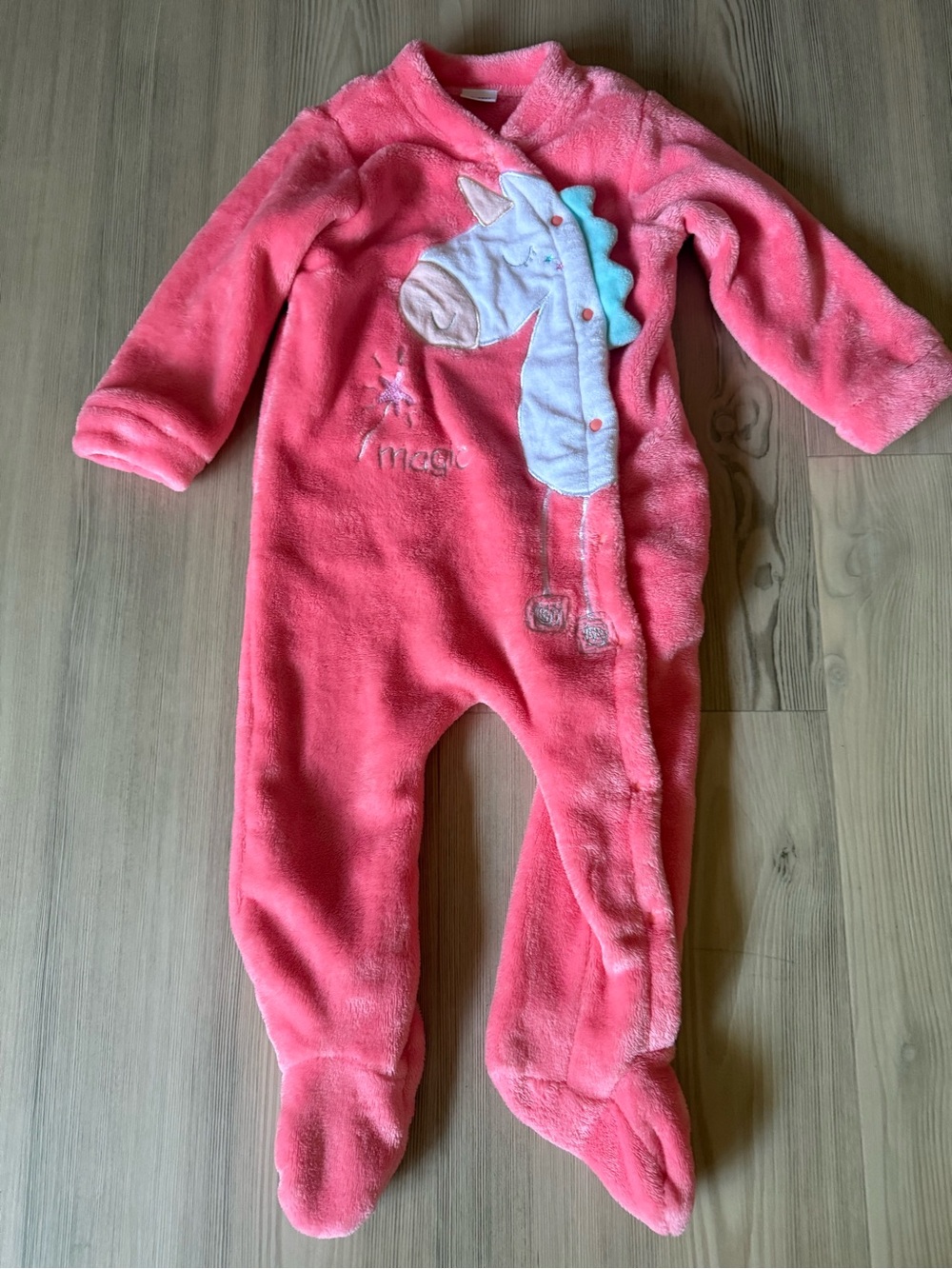 Plush Pink Unicorn Footed One-Piece for Kids